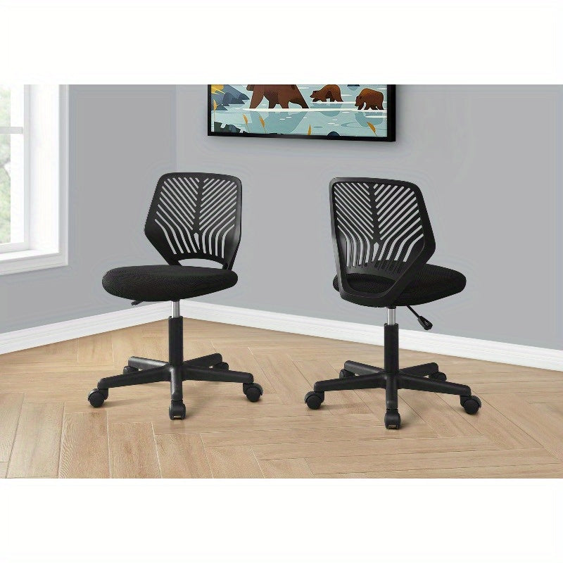 Adjustable Height Office Chair with Swivel Function, Ergonomic Design, Suitable for Computer Desks, Ideal for Young Users, Featuring Black Mesh And Black Metal in a Contemporary Modern Style