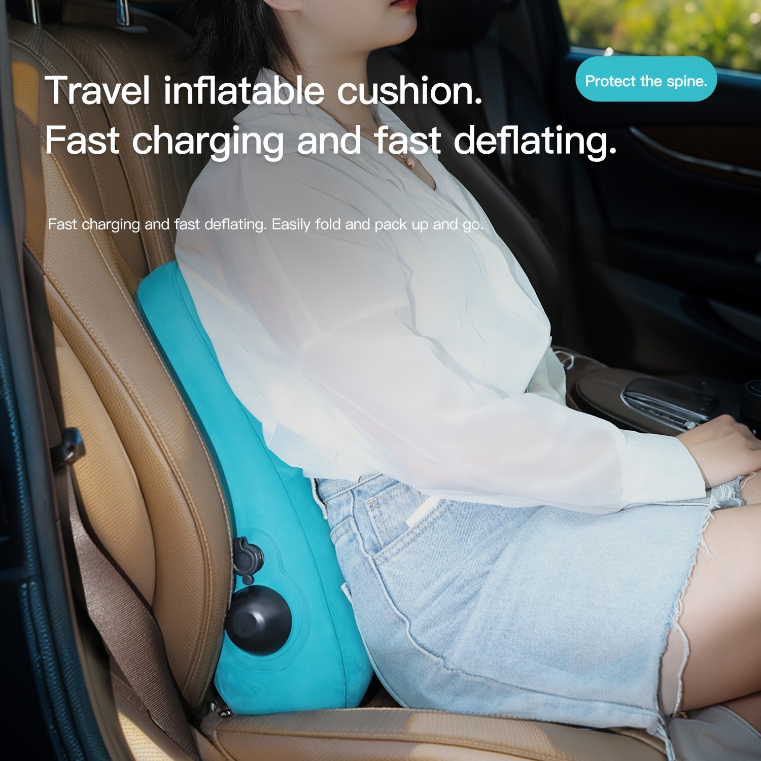 Press-type Inflatable Lumbar Pillow, Lumbar Support Cushion, a Magic Tool for Sleeping on Long-distance Flights, High-speed Trains, Etc. Lumbar Support Pillow, Portable Travel Lumbar Pad.