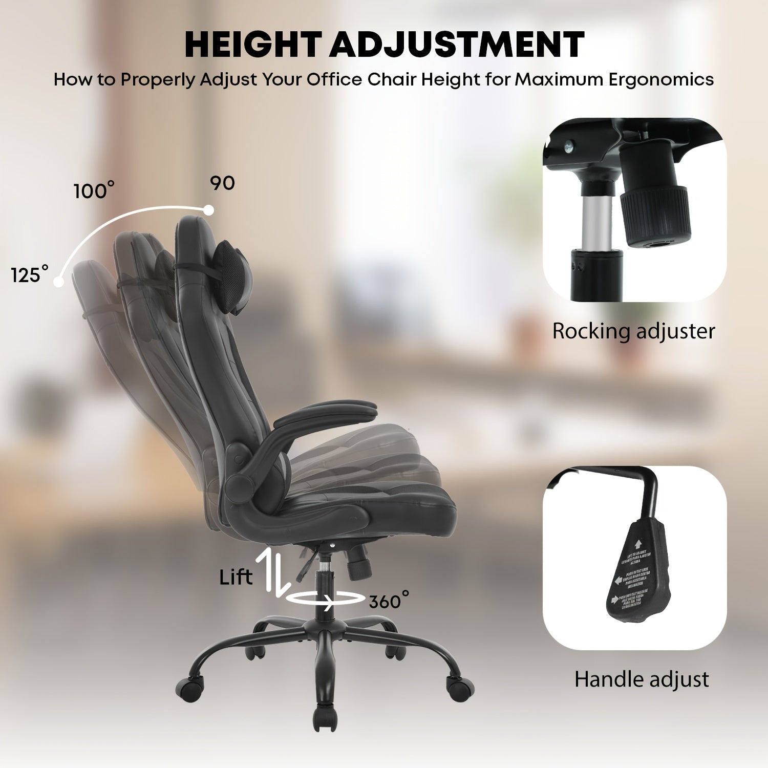 PayLessHere Gaming Chair Desk Chair Gamer Chair Ergonomic Office Chair with Lumbar Support Padded Up Arms Adjustable Headrest Pu Leather High Back Office Chair Gamer Chair for Adults Women Men