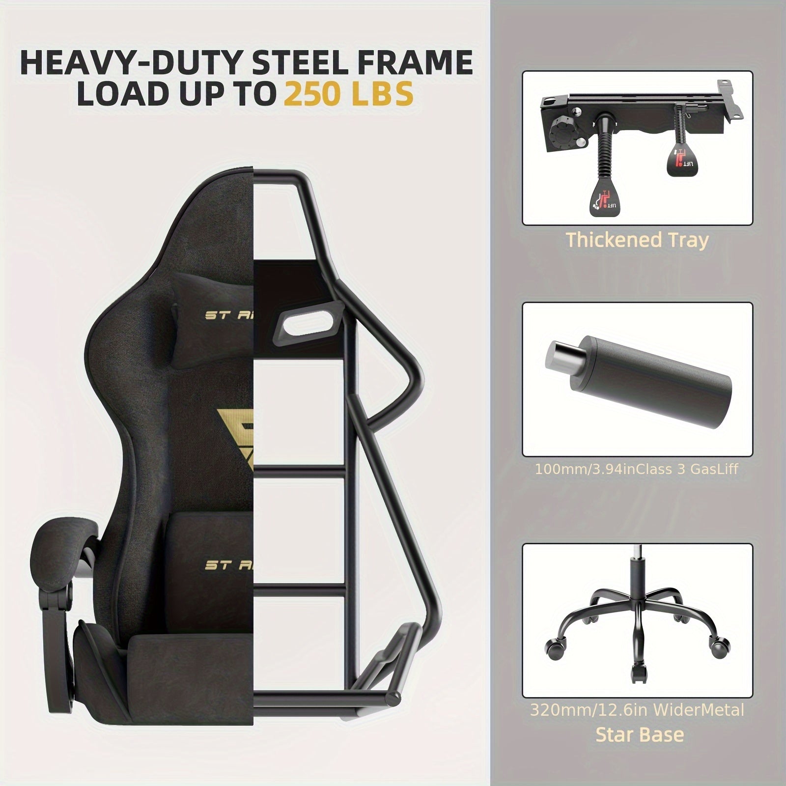 Velvet Fabric Ergonomic Gaming Chair with Footrest And Massage, Reclining Computer Gamer Chair for Adult And Teens, Racing Style PC Home Office Video Game Chair