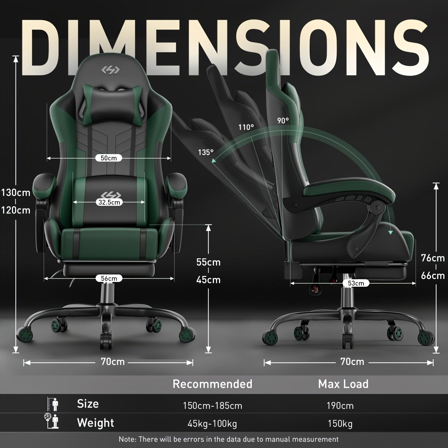 Ergonomic Gaming Chair with Spring Cushion, Headrest & Lumbar Support, PU Leather Swivel Computer Desk Chair for Office & Gaming