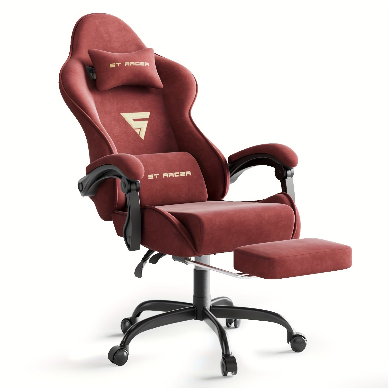 Velvet Fabric Ergonomic Gaming Chair with Footrest And Massage, Reclining Computer Gamer Chair for Adult And Teens, Racing Style PC Home Office Video Game Chair