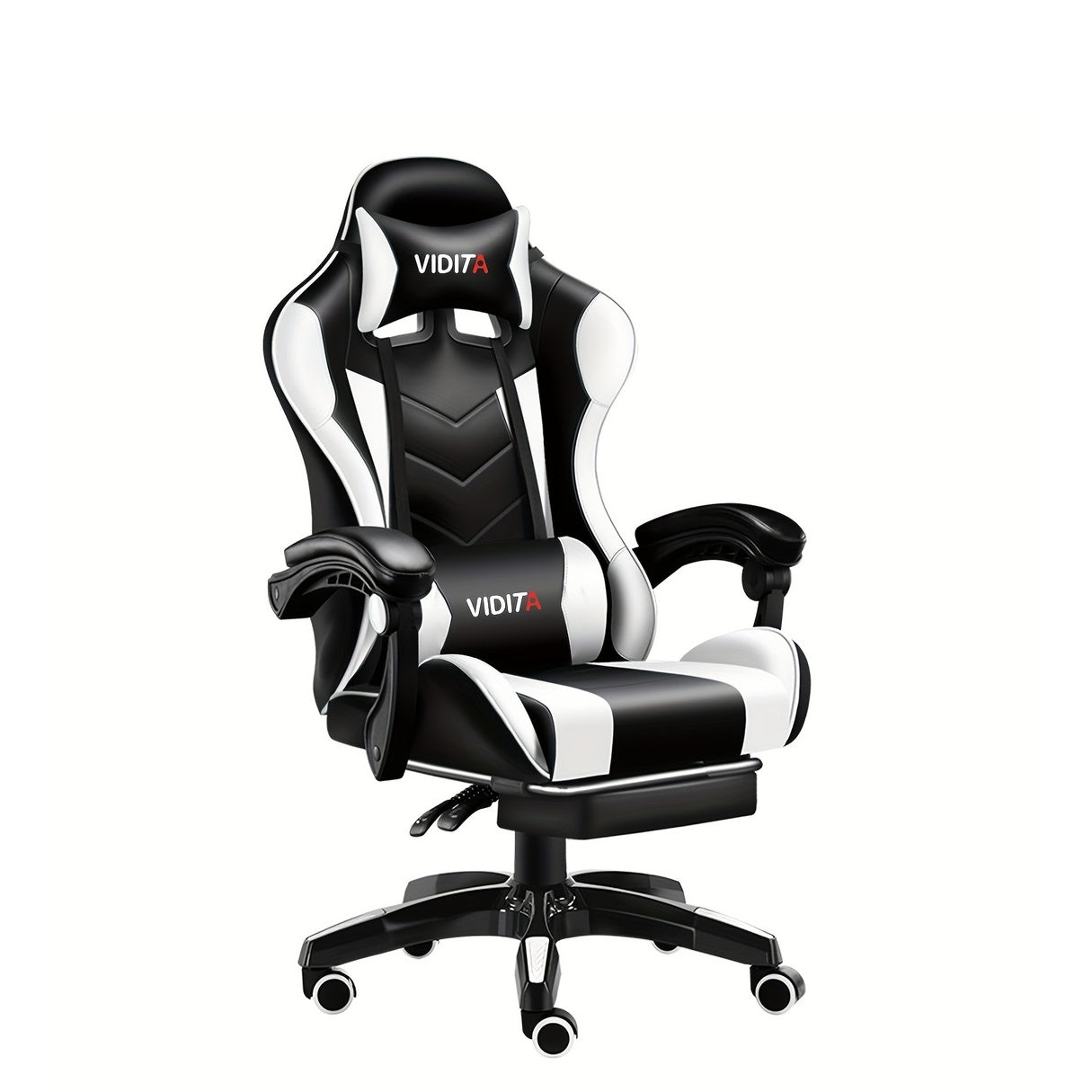 Ergonomic High-Back Gaming Chair with Footrest - PU Leather Reclining Office Desk Chair Suitable for E-Sports, Adjustable Swivel Lumbar Support & Racing Style Gamer Chair