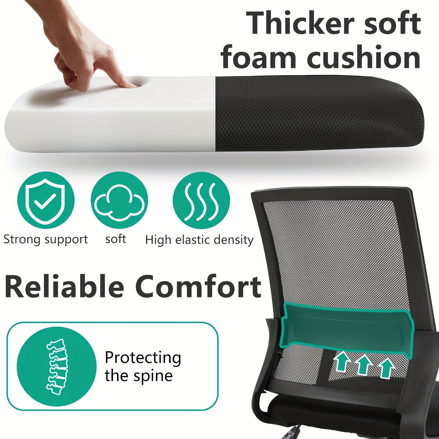 Mesh Chair, Mid-Back Office Chair Computer Chair Ergonomic Desk Chair, 5-Wheel Base & 360° Swivel, Suitable For Long Hours Of Use, Chaise Confortable, Home Office Furniture