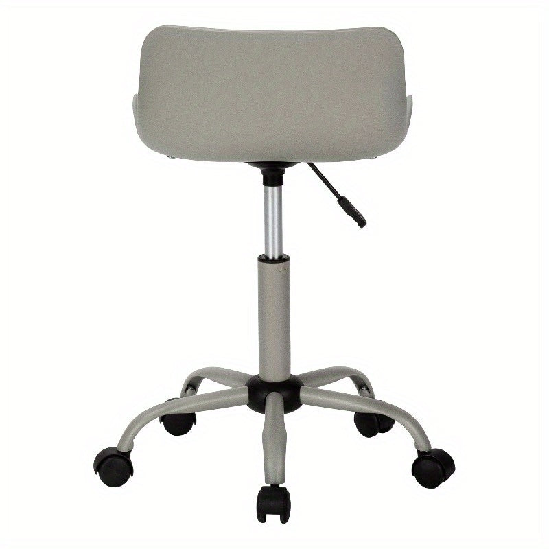 Adjustable Office Chair with Swivel Function, Ergonomic Design, Suitable for Computer Desks, Modern And Contemporary Style, Featuring a Grey Leather Appearance And Grey Metal Frame, Ideal for Young Users