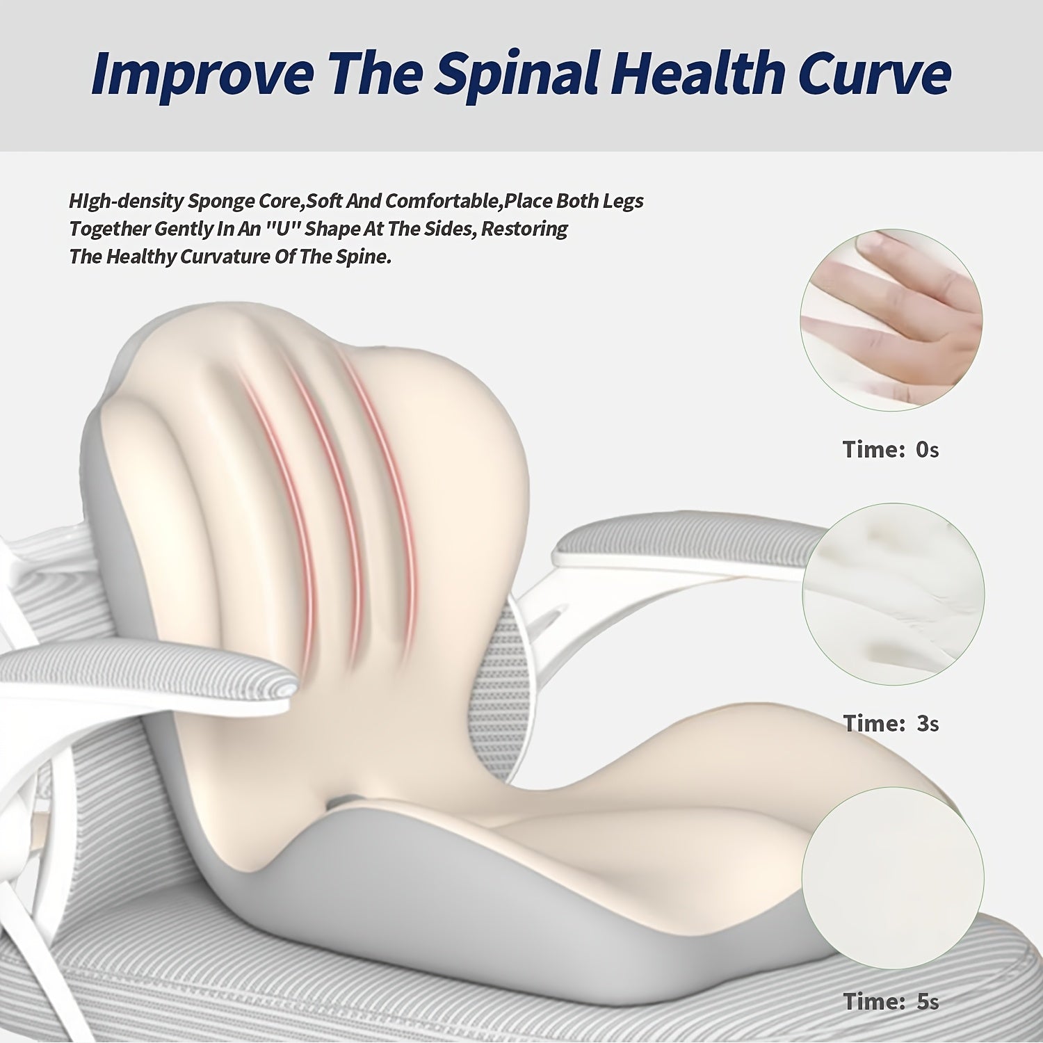 Lumbar Support with Memory Foam – Ergonomic Back & Buttock Cushion, Raised Back, Hollow Breathable, Supports the Lower Back and Back, Ideal for Office, Driving, and Long Sitting, Back Brace for Men and Women, Great for Personal Use or as a Gift