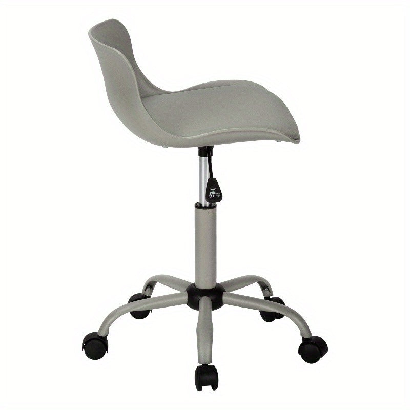 Adjustable Office Chair with Swivel Function, Ergonomic Design, Suitable for Computer Desks, Modern And Contemporary Style, Featuring a Grey Leather Appearance And Grey Metal Frame, Ideal for Young Users