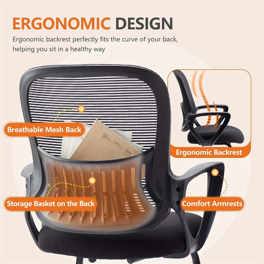 Office Desk Chair No Wheels Set Of 2, Ergonomic Executive Sled Base Mesh Computer Chairs With Comfy Arms And Lumbar Support For Home Conference Room Bedroom Waiting Reception Guest Student