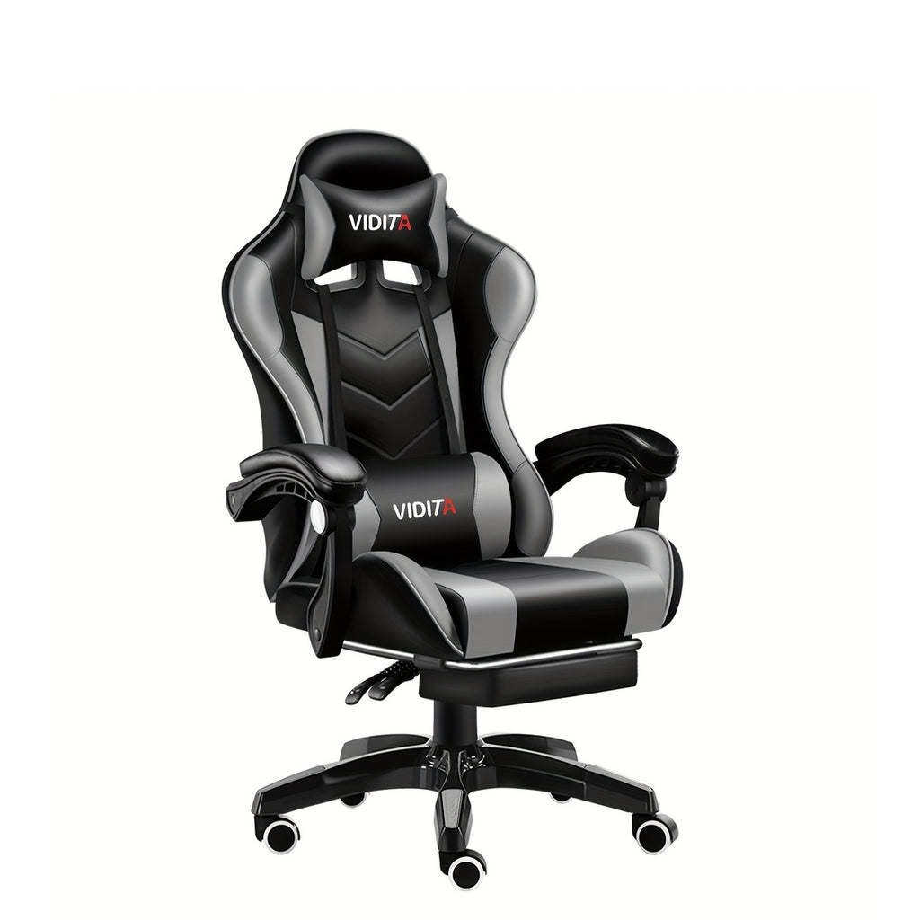 Ergonomic High-Back Gaming Chair with Footrest - PU Leather Reclining Office Desk Chair Suitable for E-Sports, Adjustable Swivel Lumbar Support & Racing Style Gamer Chair