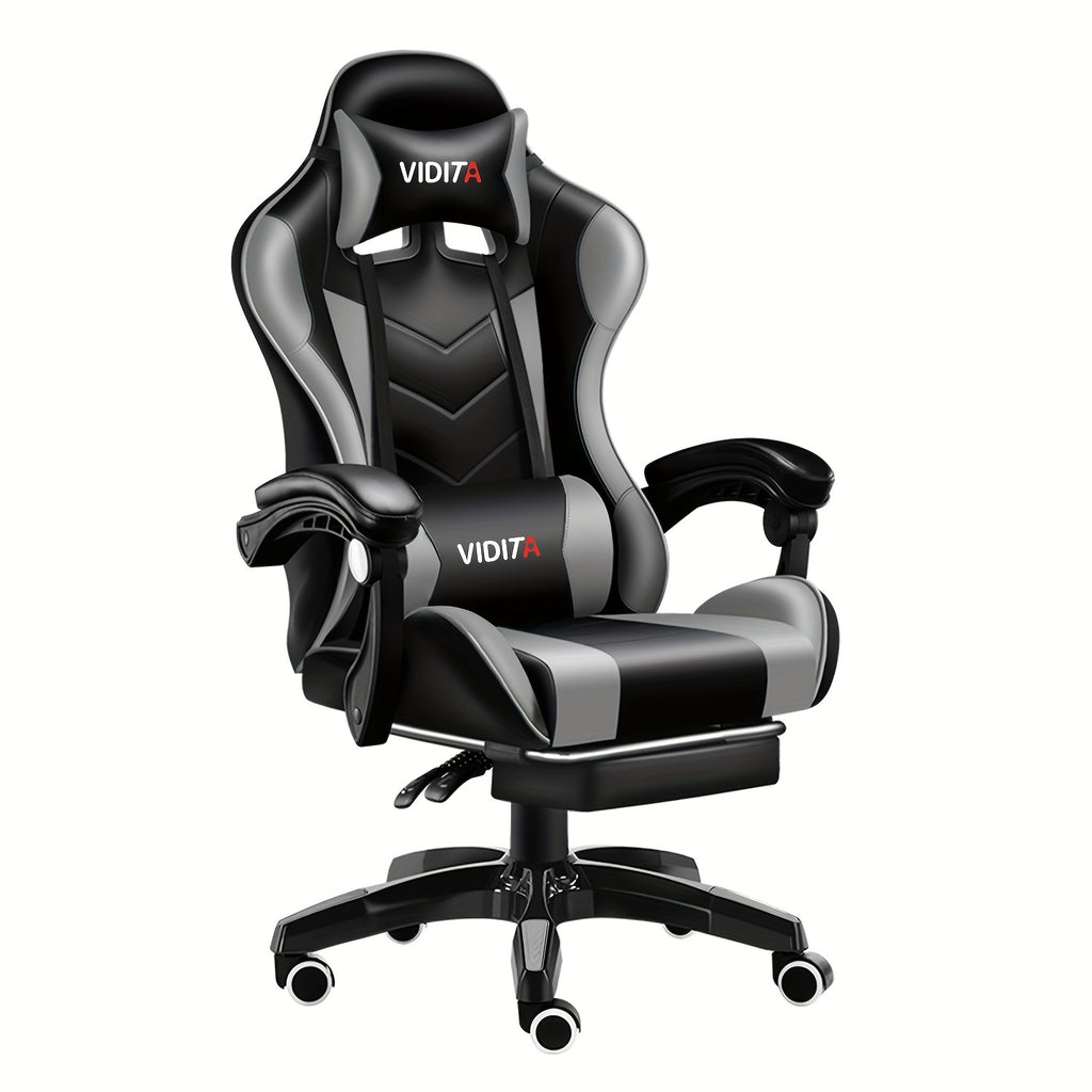 Ergonomic High-Back Gaming Chair with Footrest - PU Leather Reclining Office Desk Chair Suitable for E-Sports, Adjustable Swivel Lumbar Support & Racing Style Gamer Chair