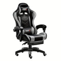 Ergonomic High-Back Gaming Chair with Footrest - PU Leather Reclining Office Desk Chair Suitable for E-Sports, Adjustable Swivel Lumbar Support & Racing Style Gamer Chair