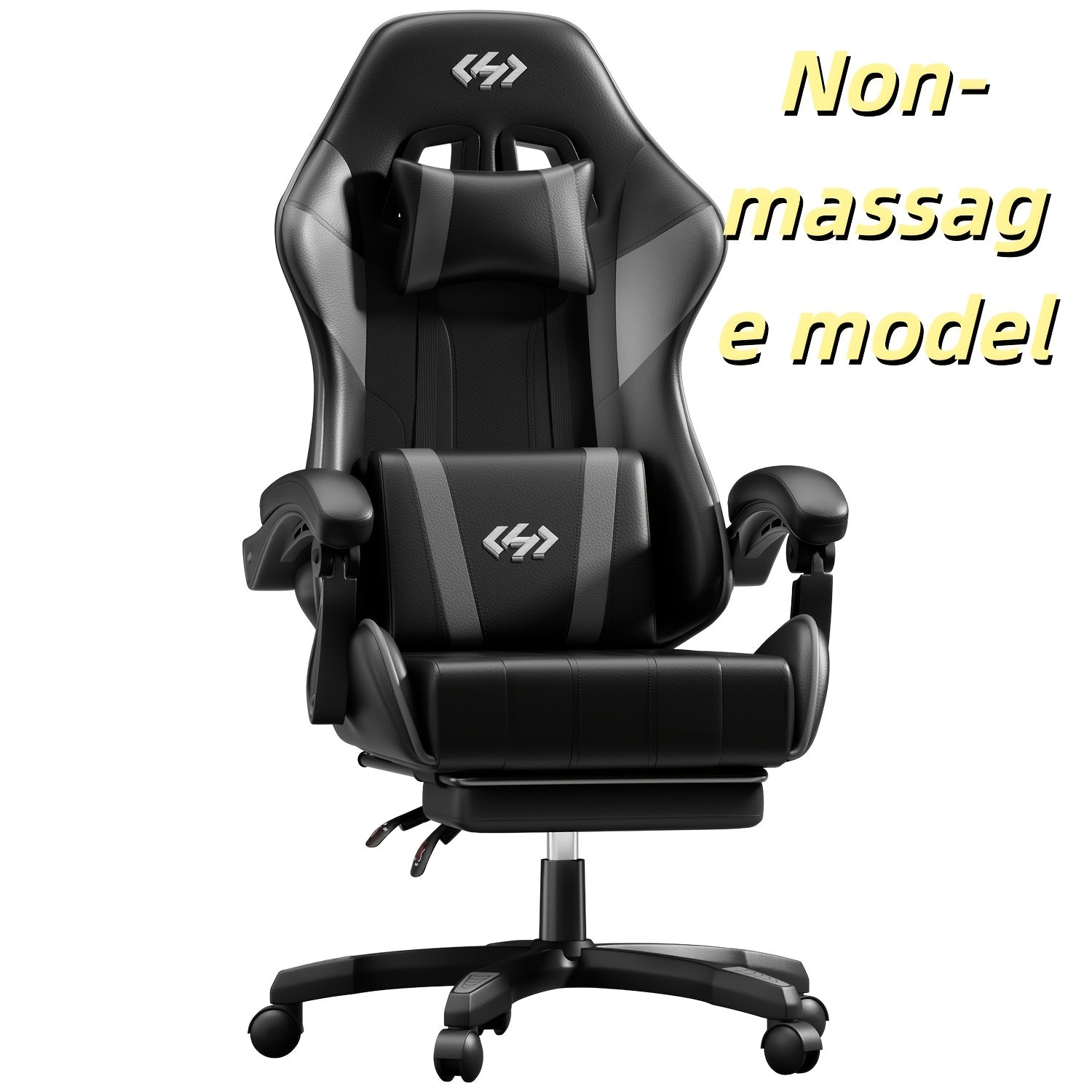 Ergonomic Gaming Chair with Spring Cushion, Headrest & Lumbar Support, PU Leather Swivel Computer Desk Chair for Office & Gaming
