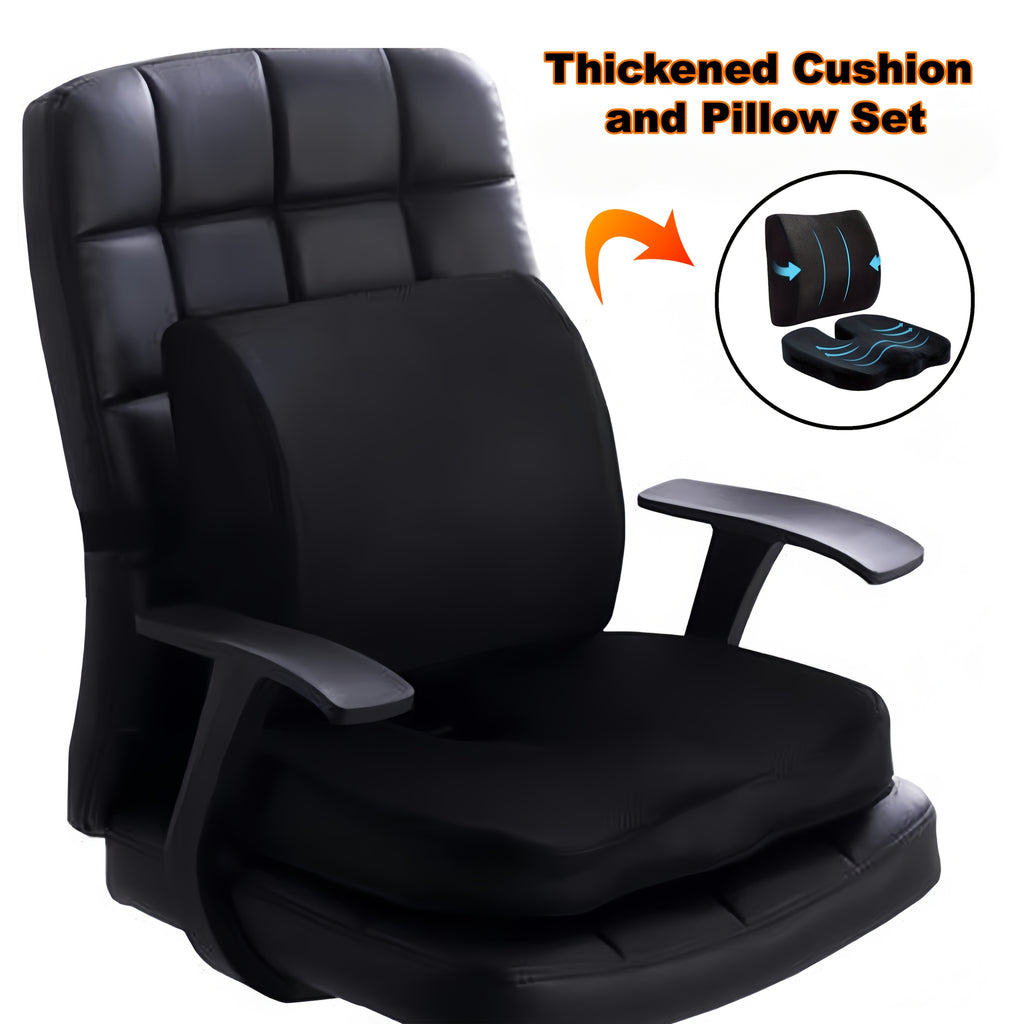 Dual-Purpose Cushion Set Featuring a Memory Foam Seat Pad And Lumbar Support, Designed for Ergonomic on Office And Dining Chairs