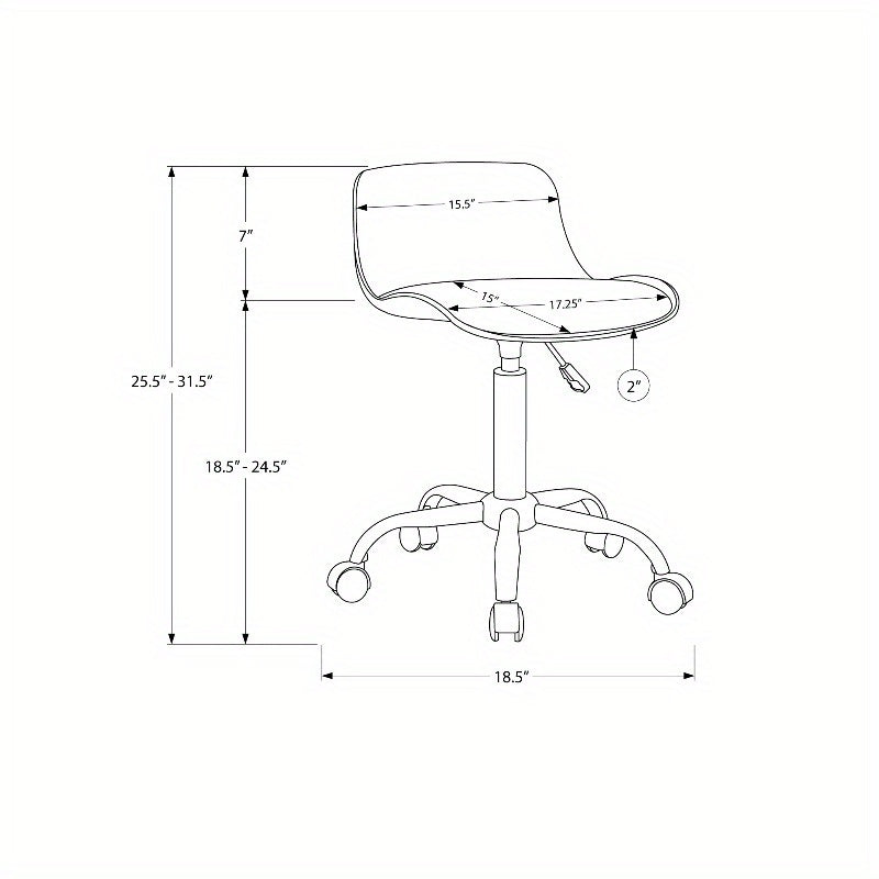 Adjustable Office Chair with Swivel Function, Ergonomic Design, Suitable for Computer Desks, Modern And Contemporary Style, Featuring a Grey Leather Appearance And Grey Metal Frame, Ideal for Young Users