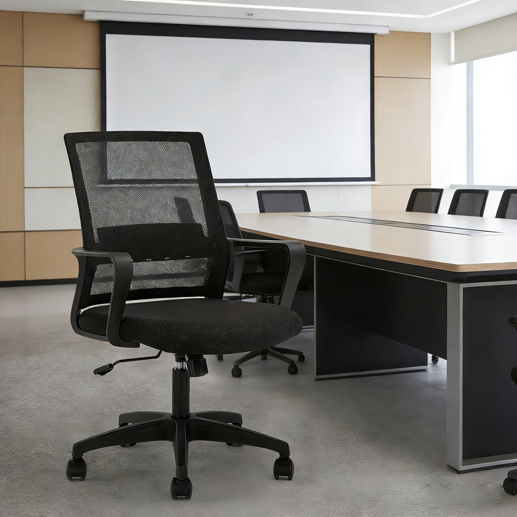 Mesh Chair, Mid-Back Office Chair Computer Chair Ergonomic Desk Chair, 5-Wheel Base & 360° Swivel, Suitable For Long Hours Of Use, Chaise Confortable, Home Office Furniture