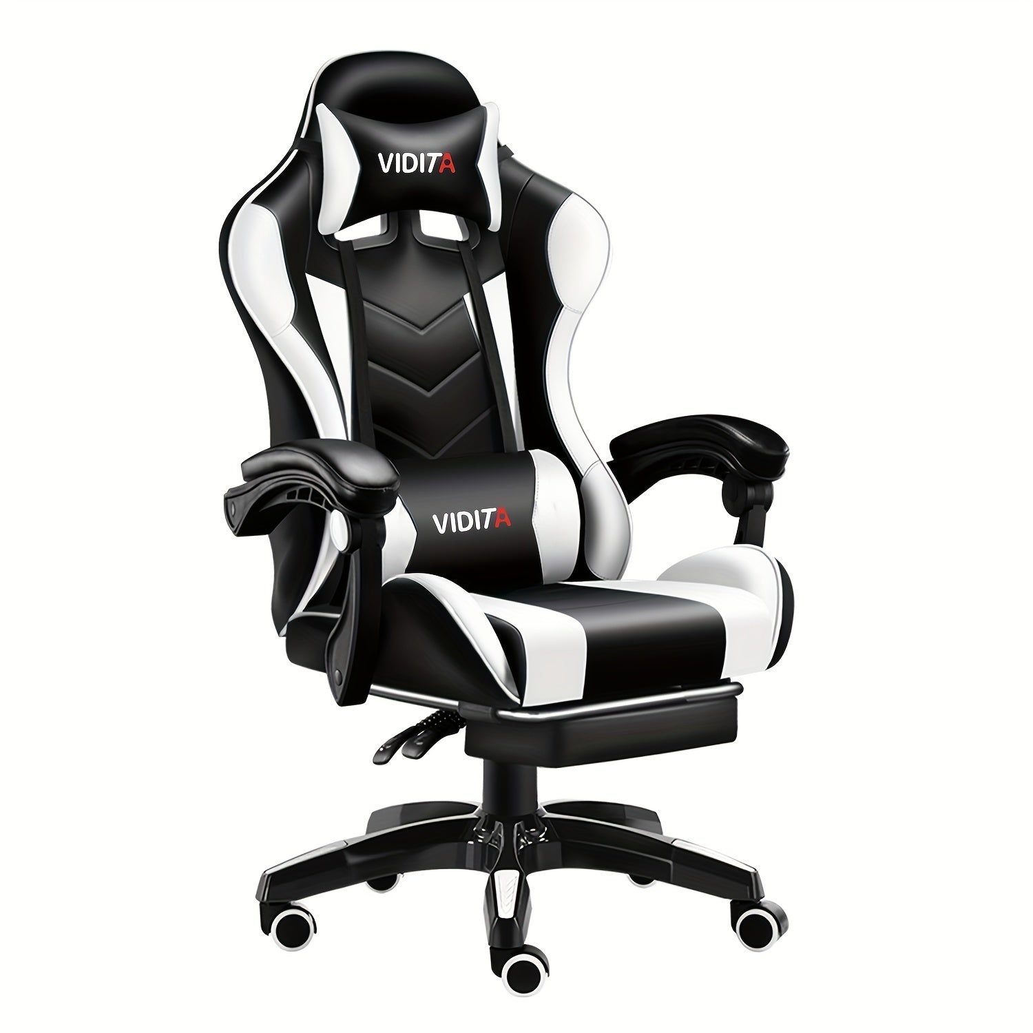 Ergonomic High-Back Gaming Chair with Footrest - PU Leather Reclining Office Desk Chair Suitable for E-Sports, Adjustable Swivel Lumbar Support & Racing Style Gamer Chair