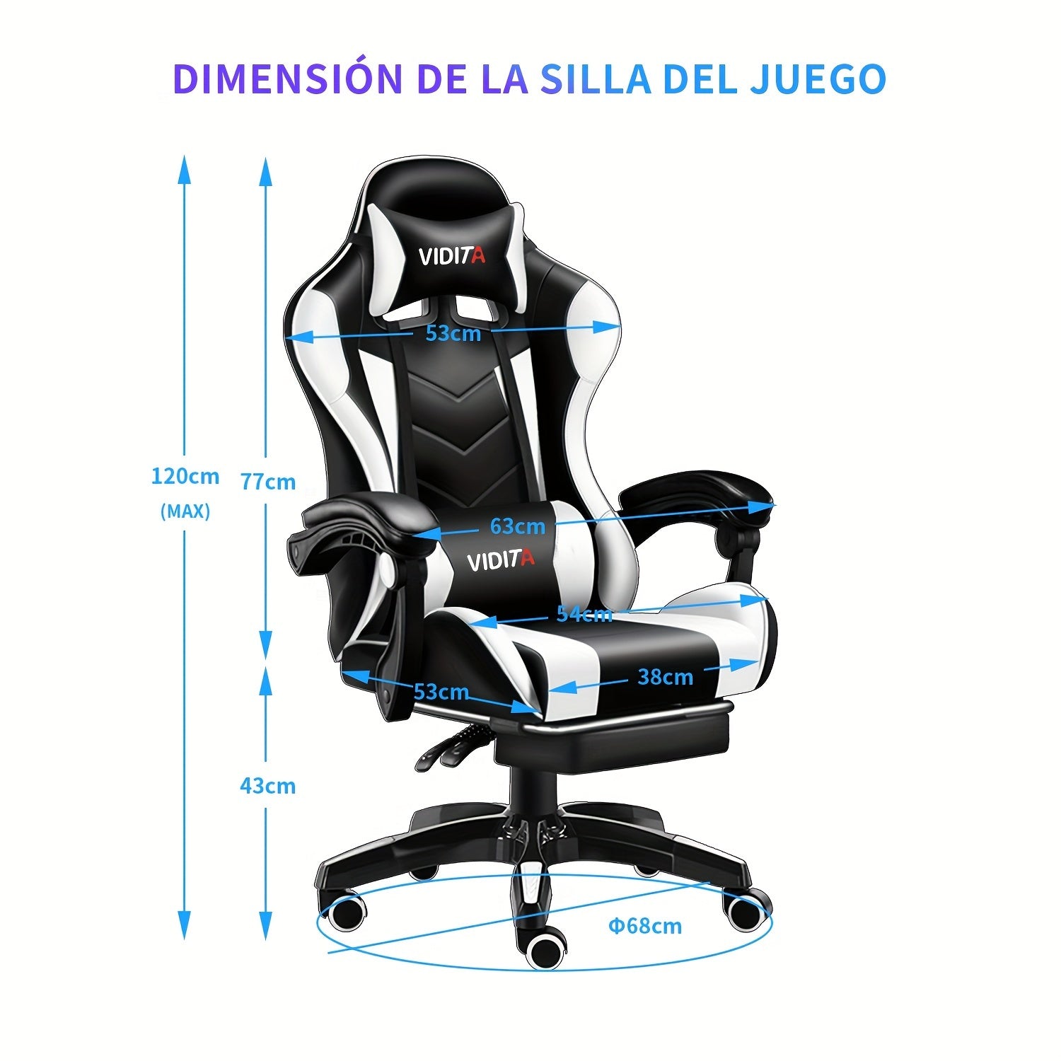 Ergonomic High-Back Gaming Chair with Footrest - PU Leather Reclining Office Desk Chair Suitable for E-Sports, Adjustable Swivel Lumbar Support & Racing Style Gamer Chair