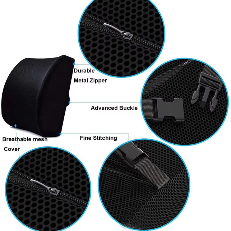 Dual-Purpose Cushion Set Featuring a Memory Foam Seat Pad And Lumbar Support, Designed for Ergonomic on Office And Dining Chairs