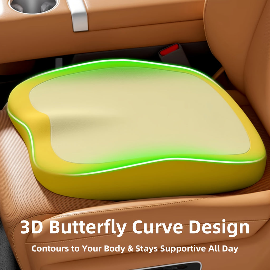 2pcs Car Heightening Cushion And Lumbar Support Set | Ergonomic Design | Enhances Driving Visibility, Comfortable for Long Sitting | Soft Memory Foam for Support | Suitable for Sedans, Suvs, And Trucks
