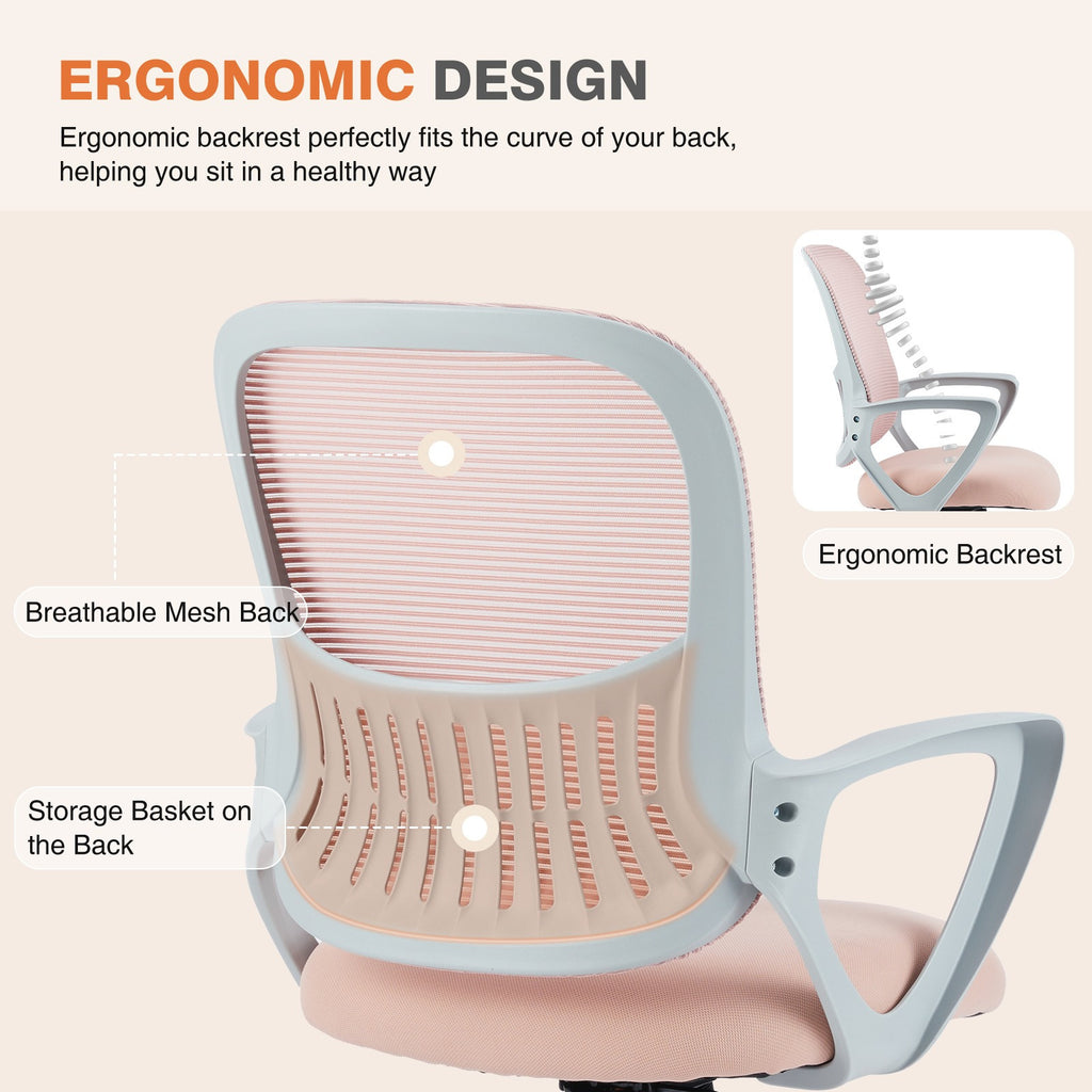 IDLE WAY Ergonomic Office Desk Chair, Adjustable Mesh Computer Chair with Lumbar Support Armrest Swivel Task Chair for Adults