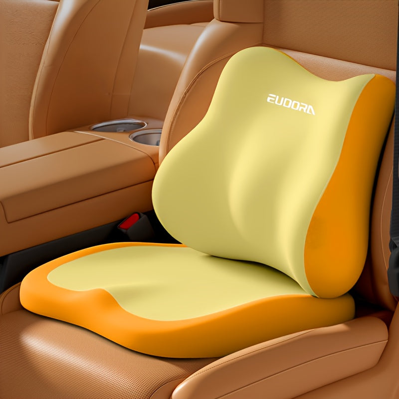 2pcs Car Booster Seat Cushion + Lumbar Support Set\u002FSoft Memory Foam\u002FErgonomic Design\u002FUniversal Fit for Cars, SUVs & Trucks\u002FBoosts Driving View & Comfort\u002FRemovable Cover\u002FPortable\u002FAll-Season Use\u002FHand Washable