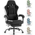 Computer Game Chair - Ergonomic Office Chair with Foot and Lumbar Support, Height Adjustable Work Chair, Headrests, Armrests, and Rollers