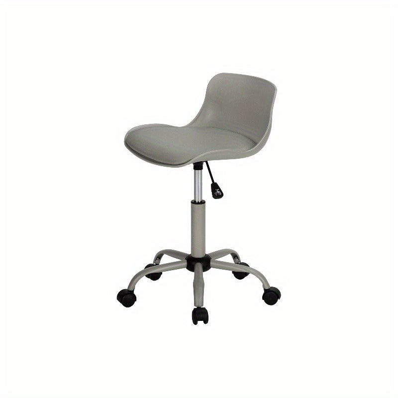 Adjustable Office Chair with Swivel Function, Ergonomic Design, Suitable for Computer Desks, Modern And Contemporary Style, Featuring a Grey Leather Appearance And Grey Metal Frame, Ideal for Young Users