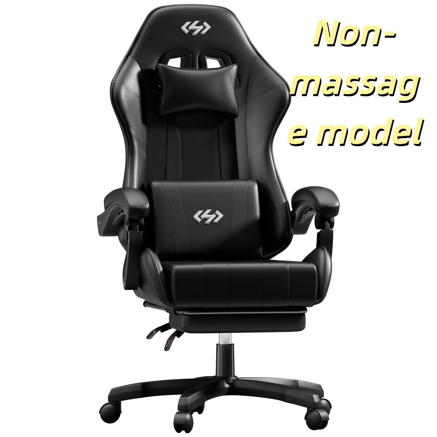 Ergonomic Gaming Chair with Spring Cushion, Headrest & Lumbar Support, PU Leather Swivel Computer Desk Chair for Office & Gaming