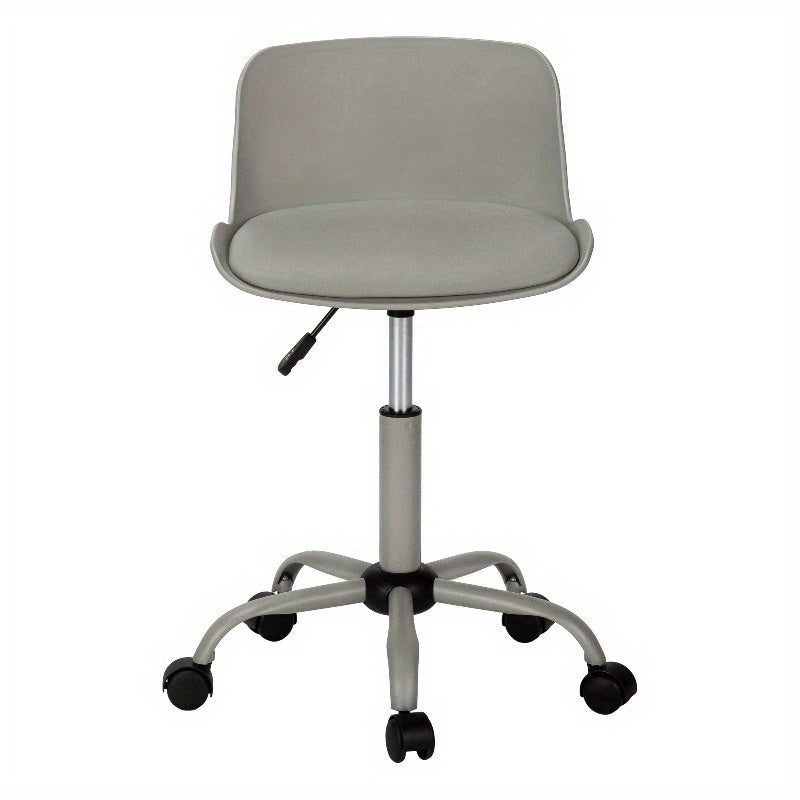 Adjustable Office Chair with Swivel Function, Ergonomic Design, Suitable for Computer Desks, Modern And Contemporary Style, Featuring a Grey Leather Appearance And Grey Metal Frame, Ideal for Young Users