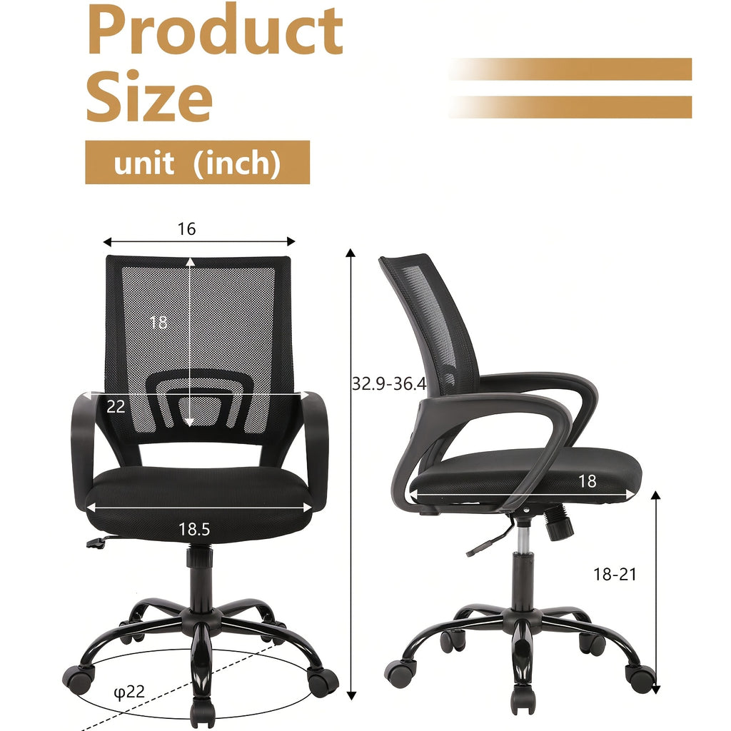Ergonomic Mesh Office Chair Ergonomic Office Chair, Mesh Computer Chair, Back And Lumbar Support, Comfortable Padded Seat On 5 Wheels, Modern Executive Adjustable Chair