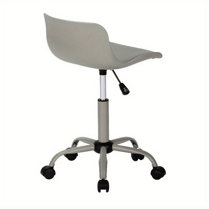 Adjustable Office Chair with Swivel Function, Ergonomic Design, Suitable for Computer Desks, Modern And Contemporary Style, Featuring a Grey Leather Appearance And Grey Metal Frame, Ideal for Young Users