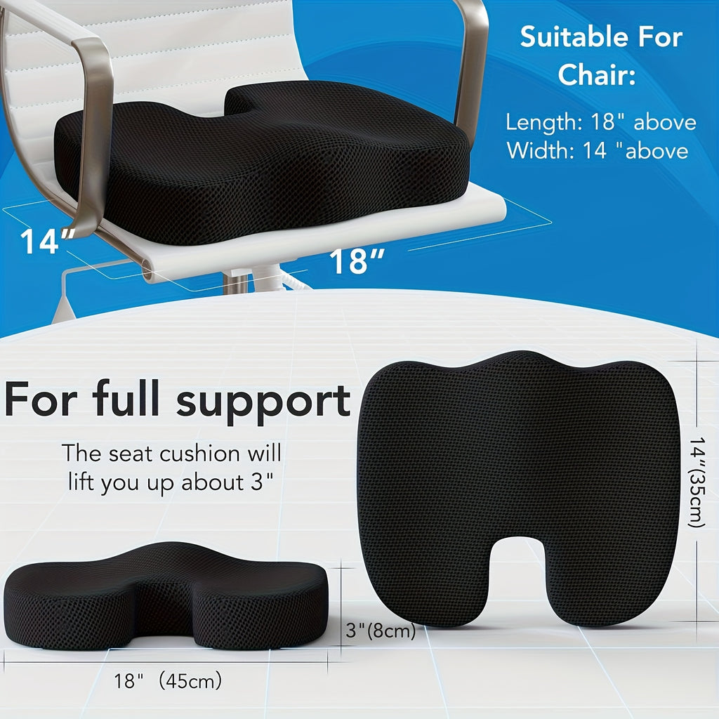 Dual-Purpose Cushion Set Featuring a Memory Foam Seat Pad And Lumbar Support, Designed for Ergonomic on Office And Dining Chairs