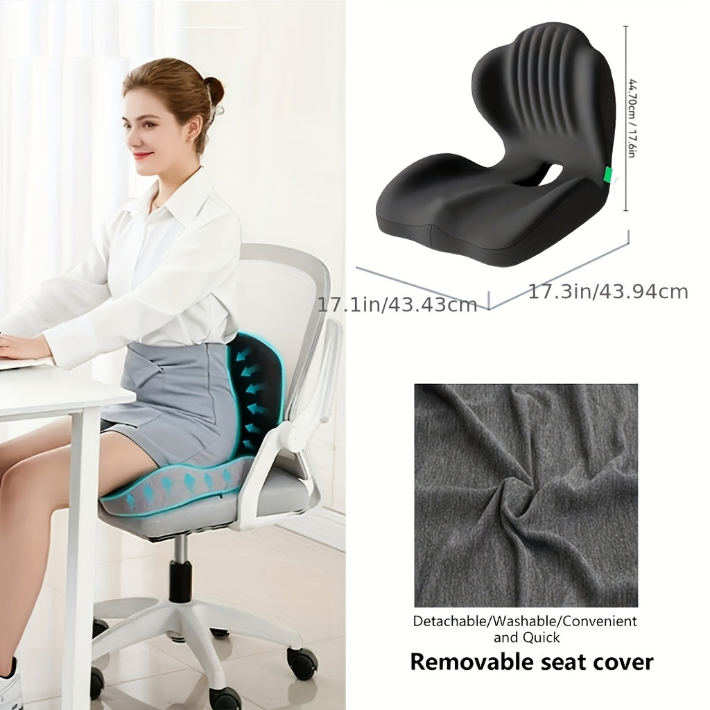 Ergonomically Designed Memory Foam Seat Cushion with a Raised Back, Breathable And Hollow Structure, Ideal for Office Chairs, Providing Comfort for Extended Sitting Periods And Versatile for Different Situations